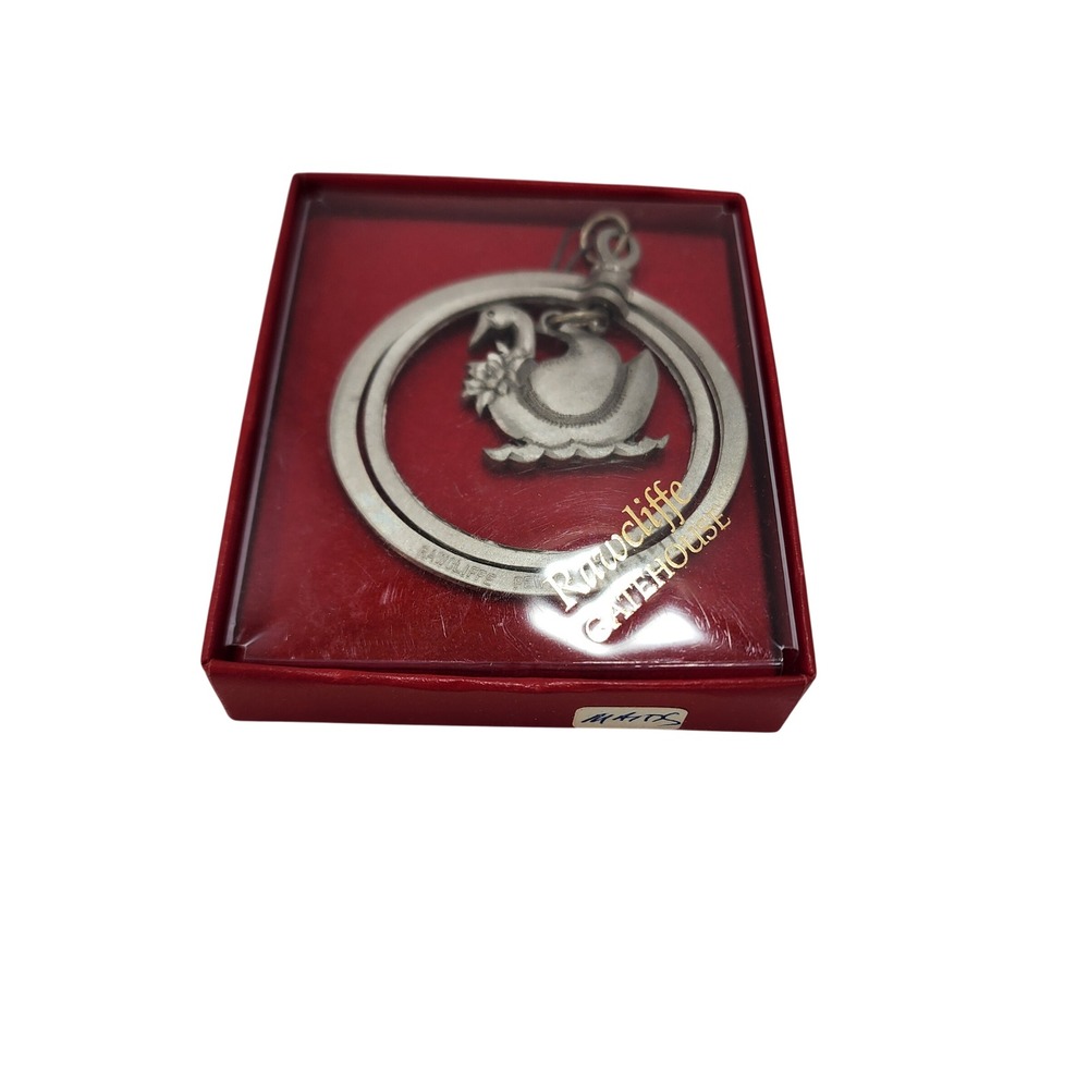 VTG Rawcliffe Pewter 3D Swan Ornament Gatehouse Double Hoop Rotating Gimbal Box
